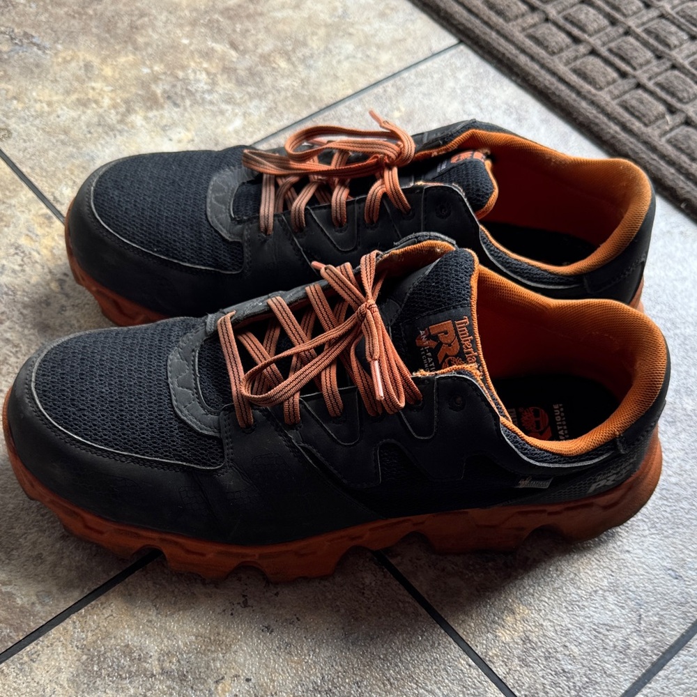 Timberland PRO Black and Orange Athletic Shoes